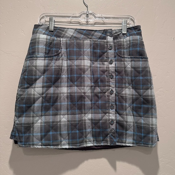 Toad&Co Quilted Birddog Mini Skirt Zuni Turquoise Sz 4 Buttons Short Casual - Picture 1 of 9